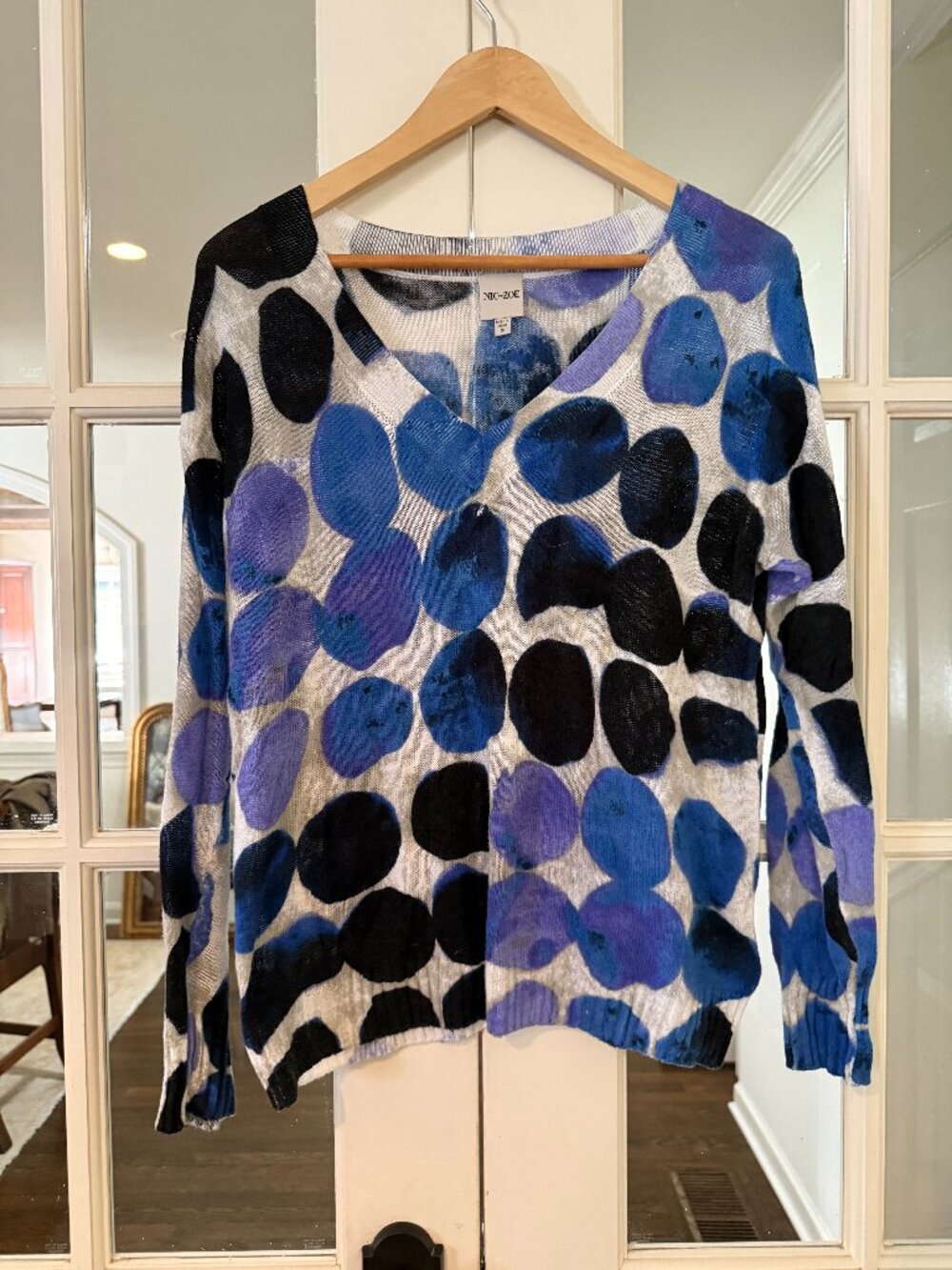 Nic + Zoe V neck cotton and nylon sweater Small
